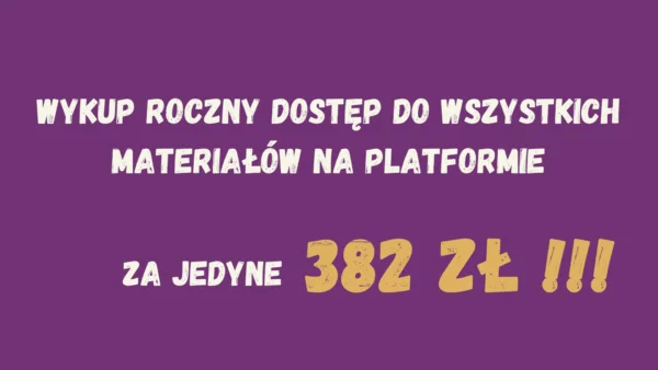 Rysunek reprezentujący możliwość zakupu pakietu zawierającego dostęp do wszystkich szkoleń na rok w cenie 382 zł.