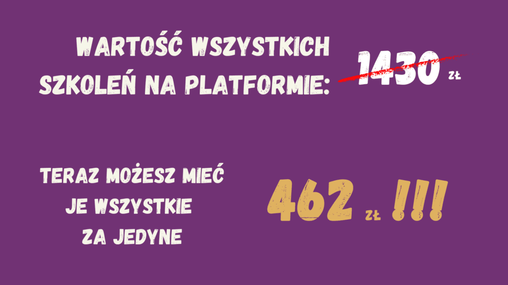 Rysunek reprezentujący możliwość zakupu pakietu zawierającego dostęp do wszystkich szkoleń na rok w cenie 462 zł.